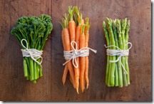 broccoli, carrots and asparagus